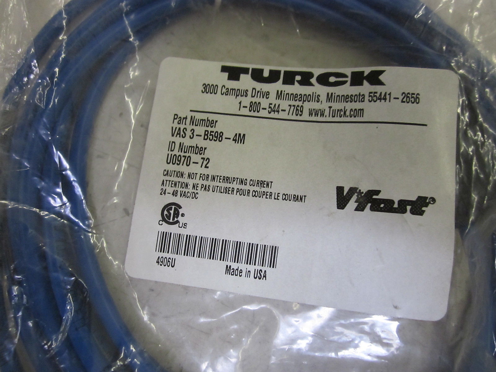 TURCK VAS 3-B598-4M VFAST CABLE NSMP