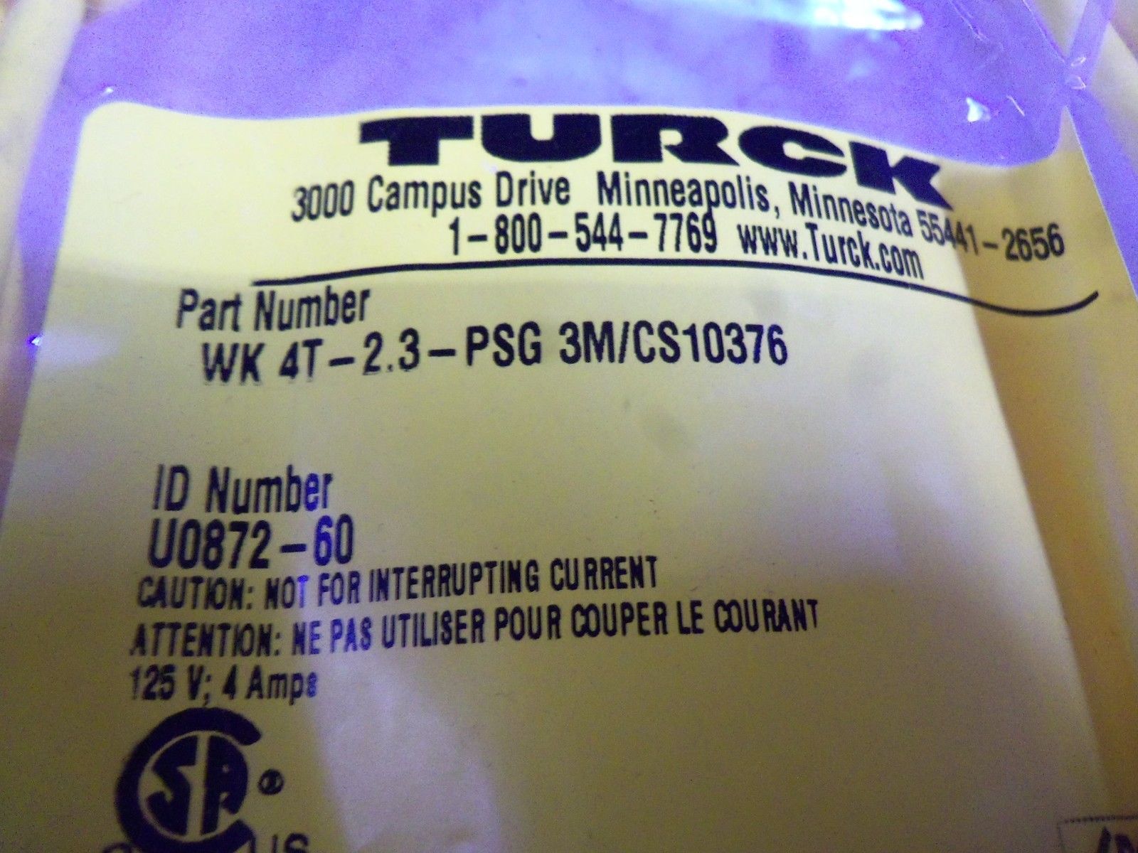 TURCK WK4T-2.3-PSG3M/CS10376 NSMP