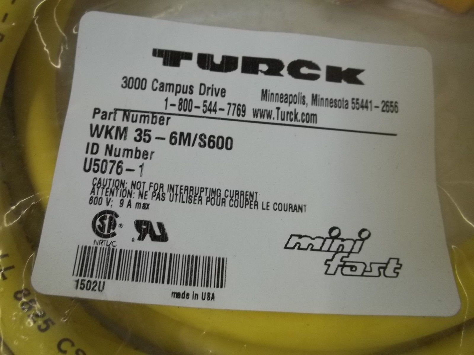 TURCK WKM35-6M/S600 CORDSET NSMP
