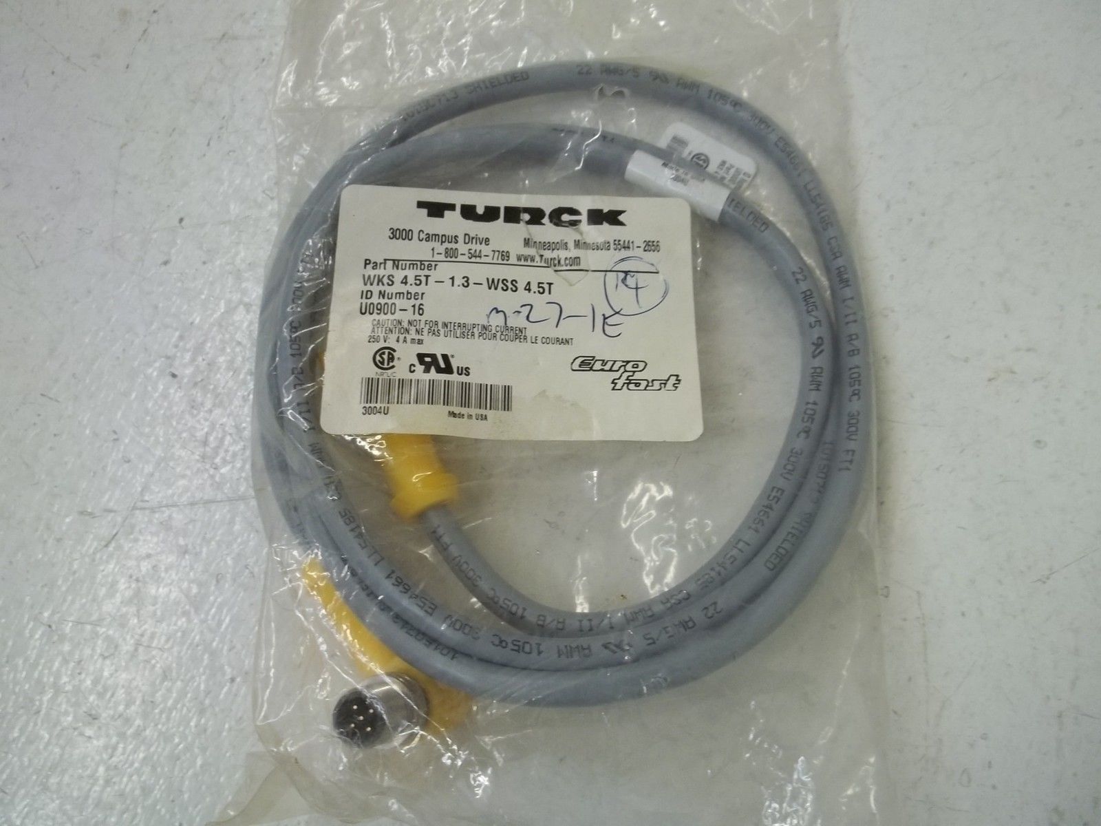 TURCK WKS4.5T-1.3-WSS4.5T MOLDED CORDSET NSMP