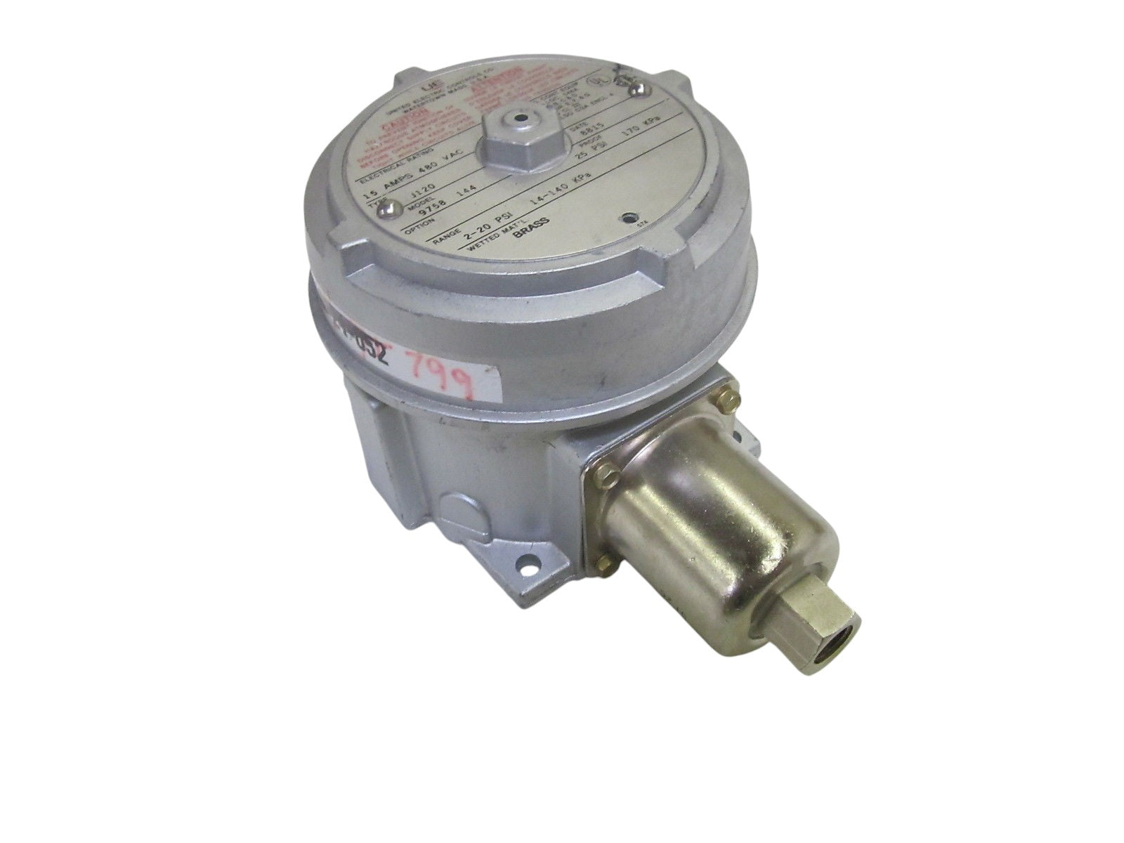 UNITED ELECTRIC J120-9758-144 PRESSURE SWITCH 15AMPS 480VACUNMP