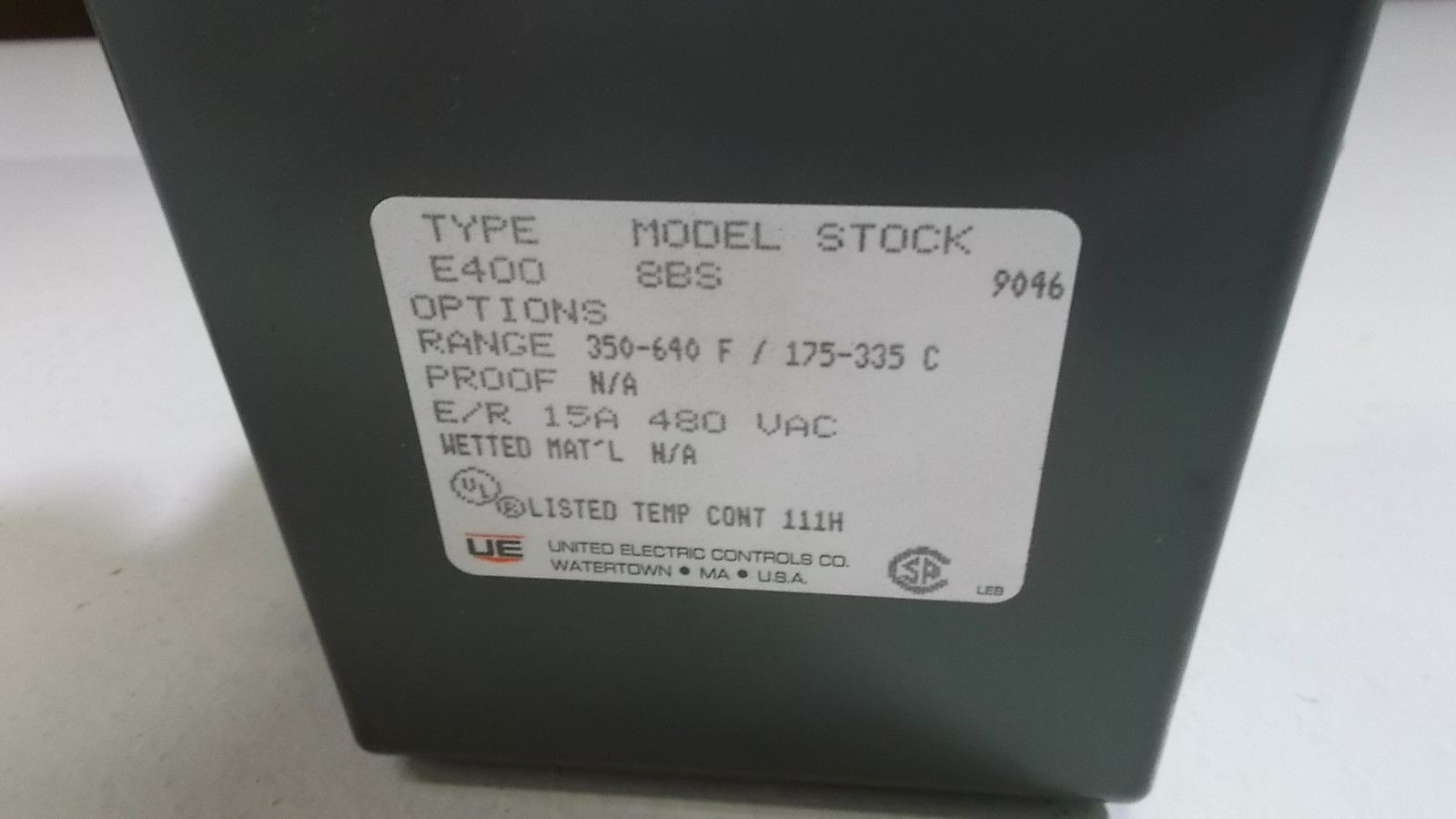 UNITED ELECTRIC E400 8BS TEMPERATURE CONTROL SWITCH NSMP