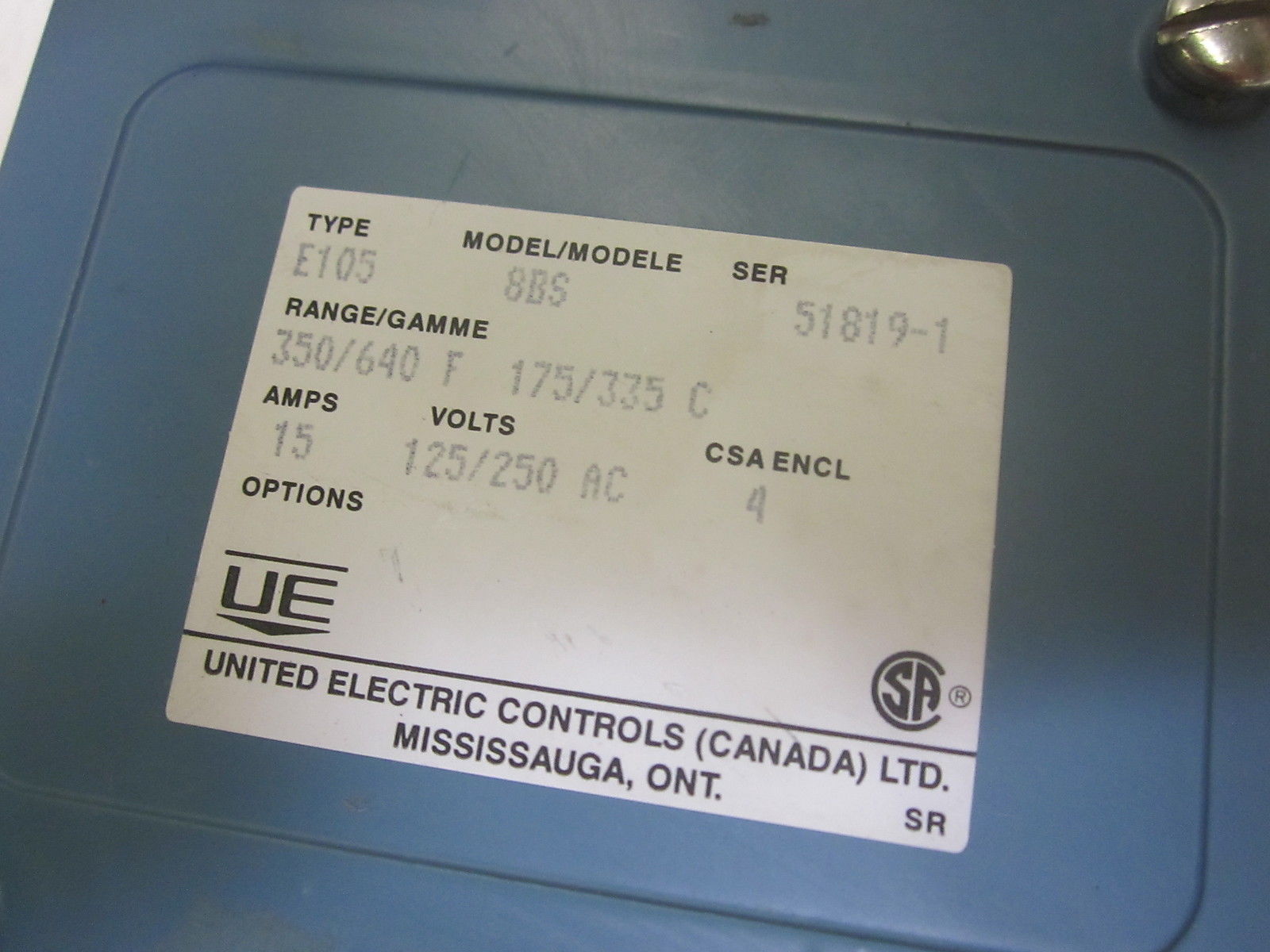 UNITED ELECTRIC E105-8BS 350/640F 175/335C UNMP