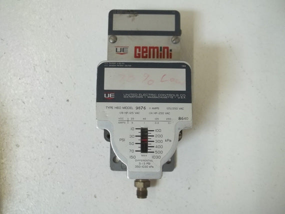 UNITED ELECTRIC TYPE H60 MODEL 9876 *USED*