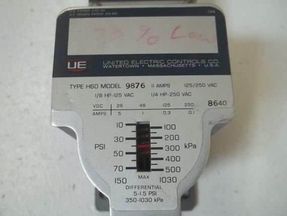 UNITED ELECTRIC TYPE H60 MODEL 9876 *USED*