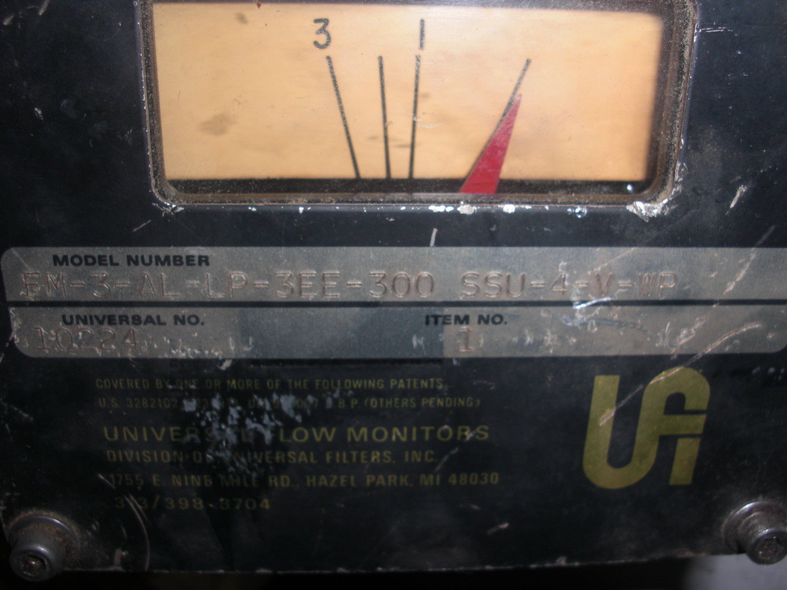 UNIVERSAL FLOW MONITORS FM-3-AL-LP-3EE-300 SSU-4-V-WP UNMP