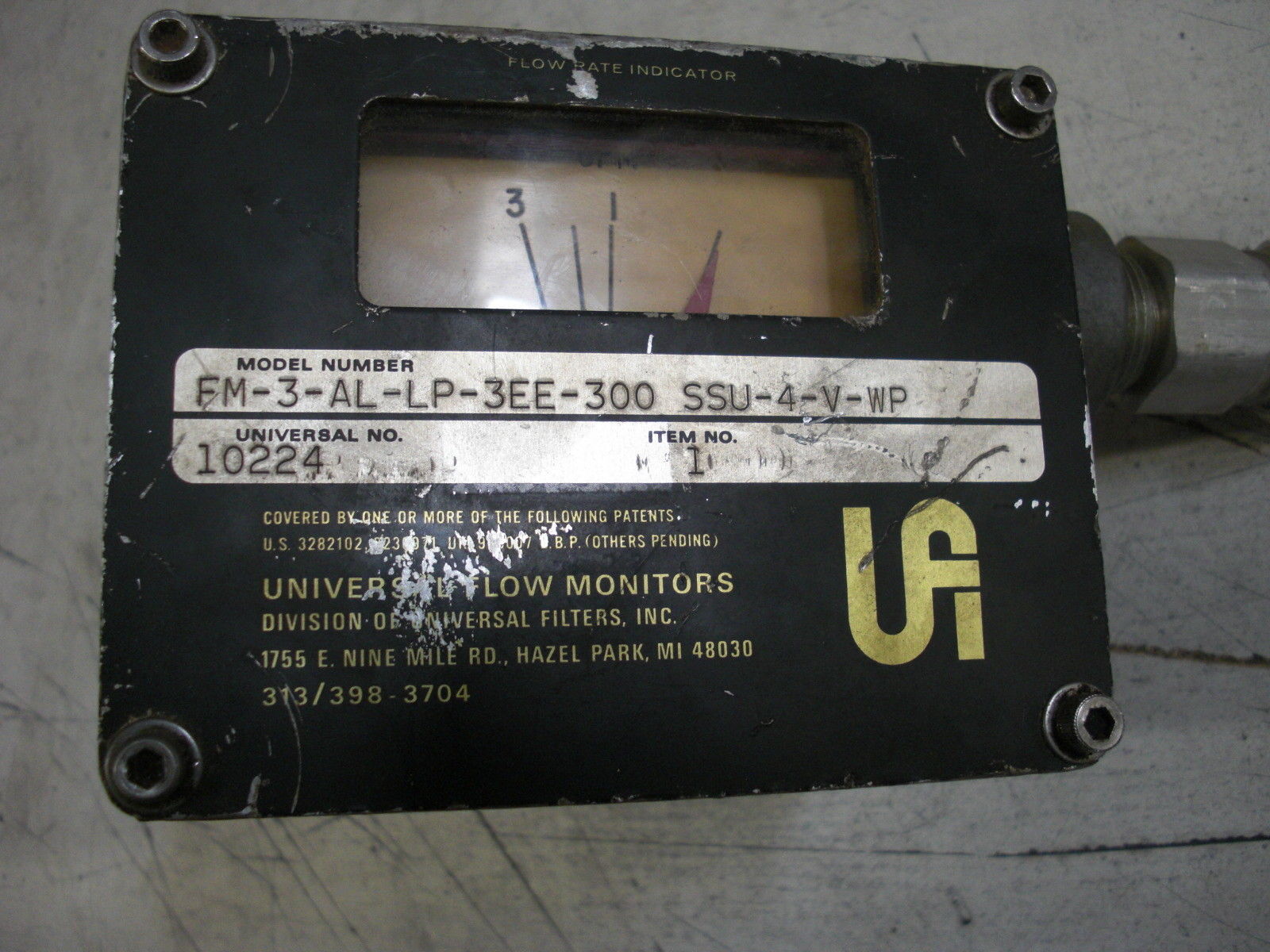 UNIVERSAL FLOW MONITORS FM-3-AL-LP-3EE-300 SSU-4-V-WP UNMP
