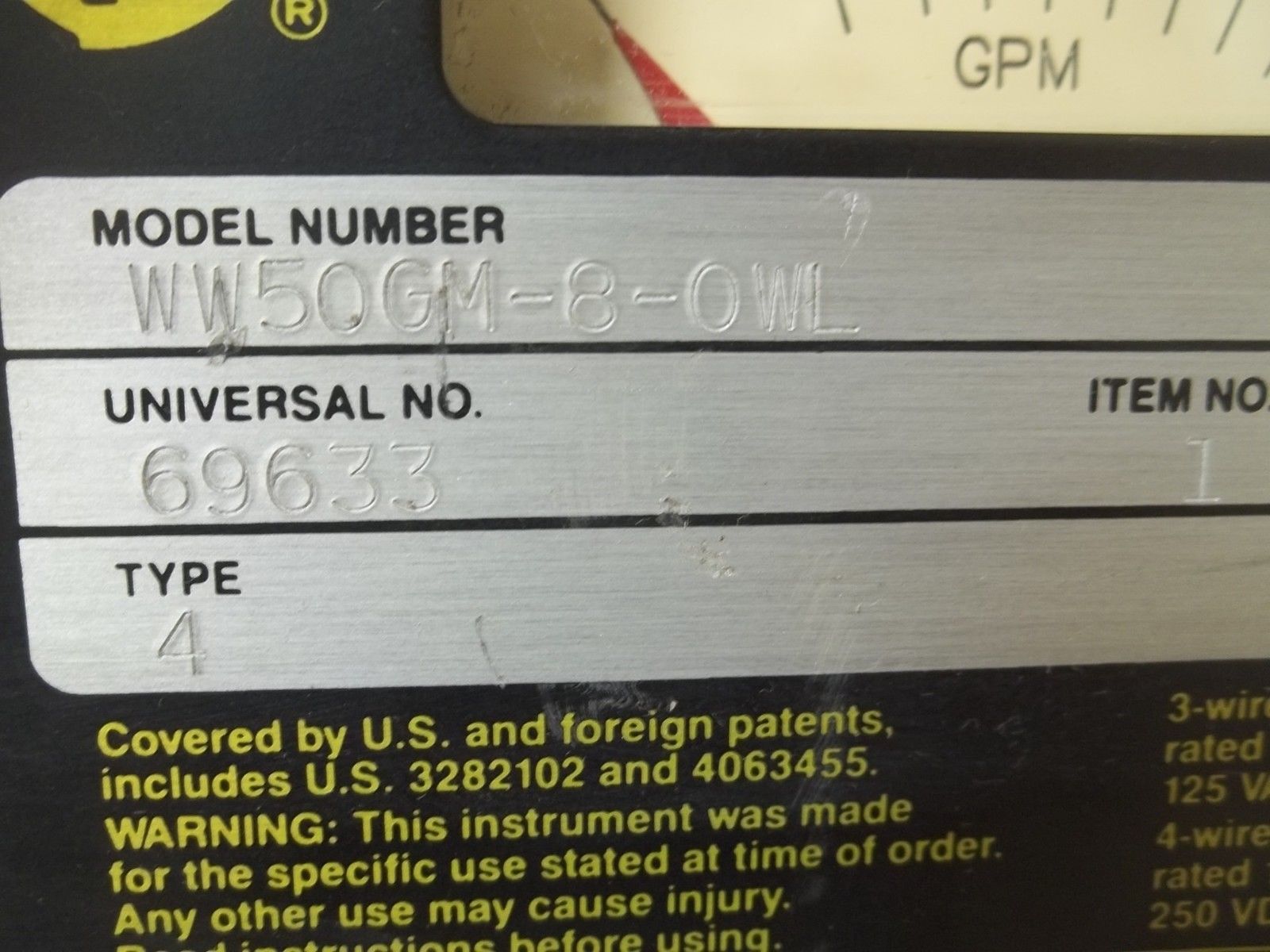 UNIVERSAL FLOW MONITORS, INC. WW50GM-8-0WL FLOW RATE INDICATOR UNMP