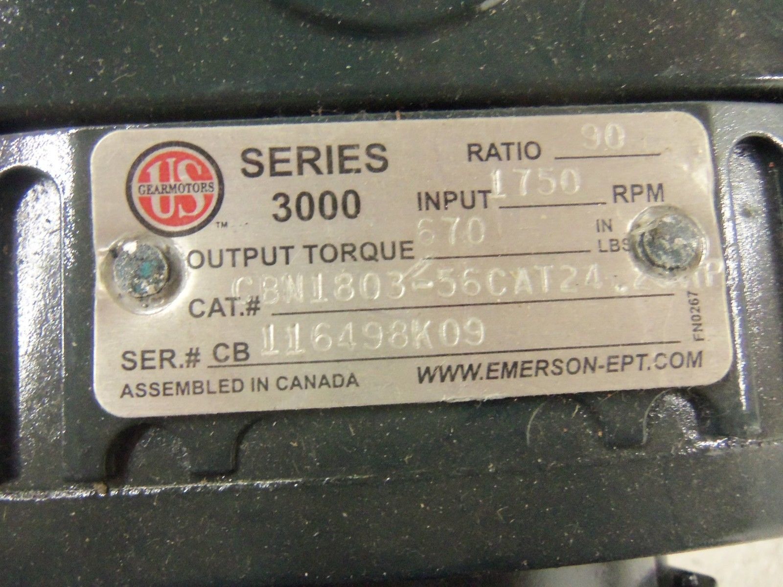 US GEAR MOTOR CBN1803-56CAT24 (HAS RUST) UNMP