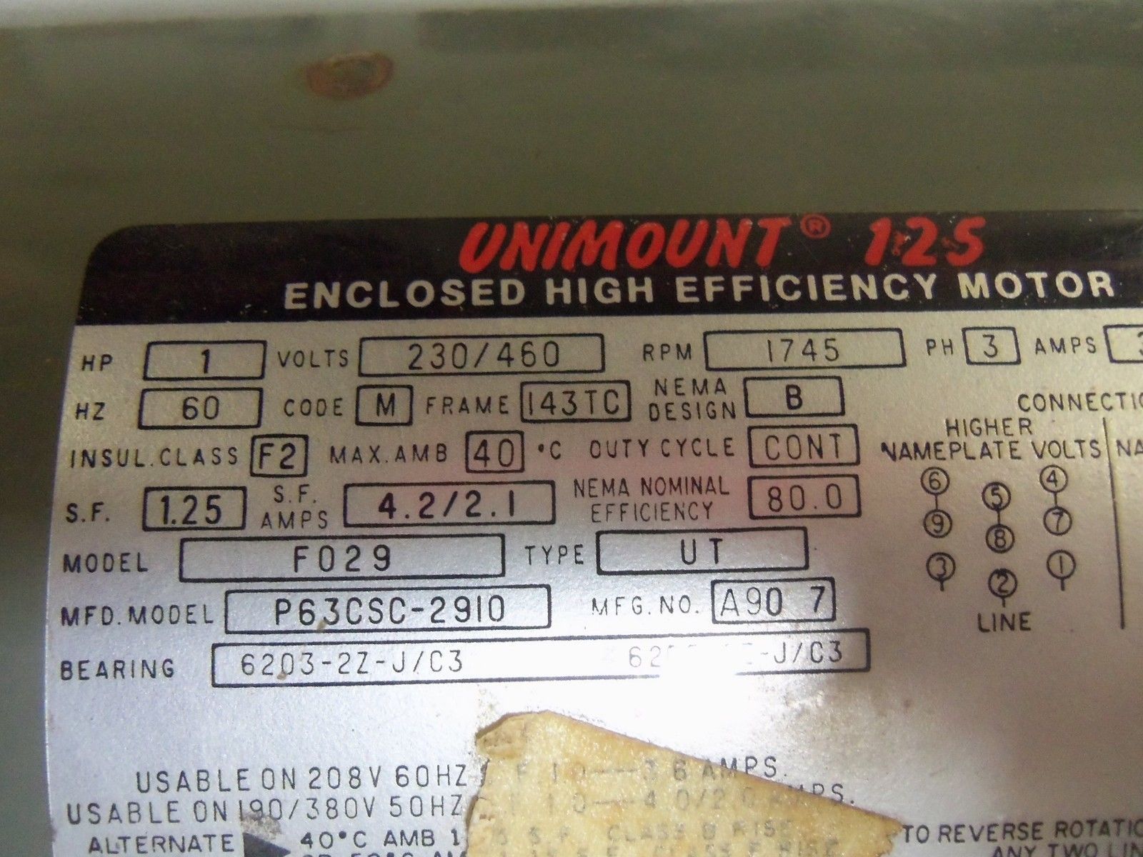 US MOTOR F029 MOTOR UNMP