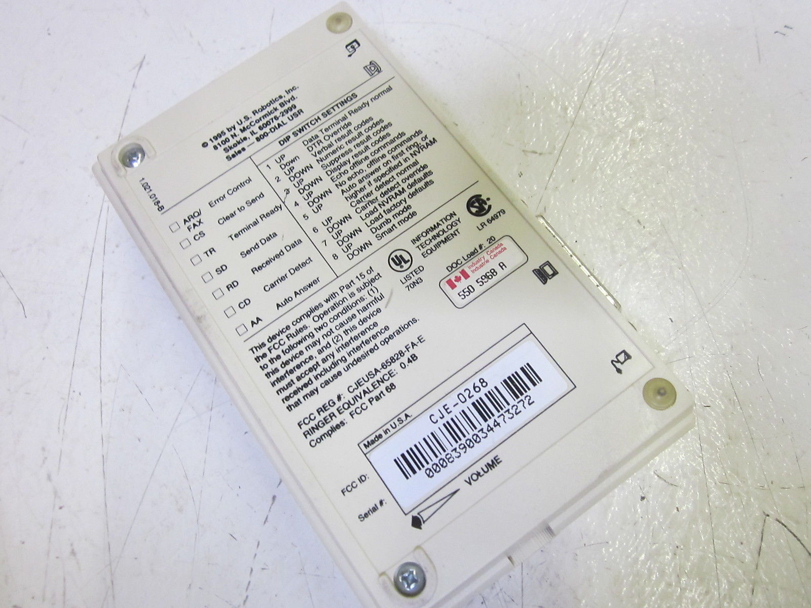 USROBOTICS SPORTSTER CJE-0268  FAX MODEM V.34 AND V.32 BIS NSNP