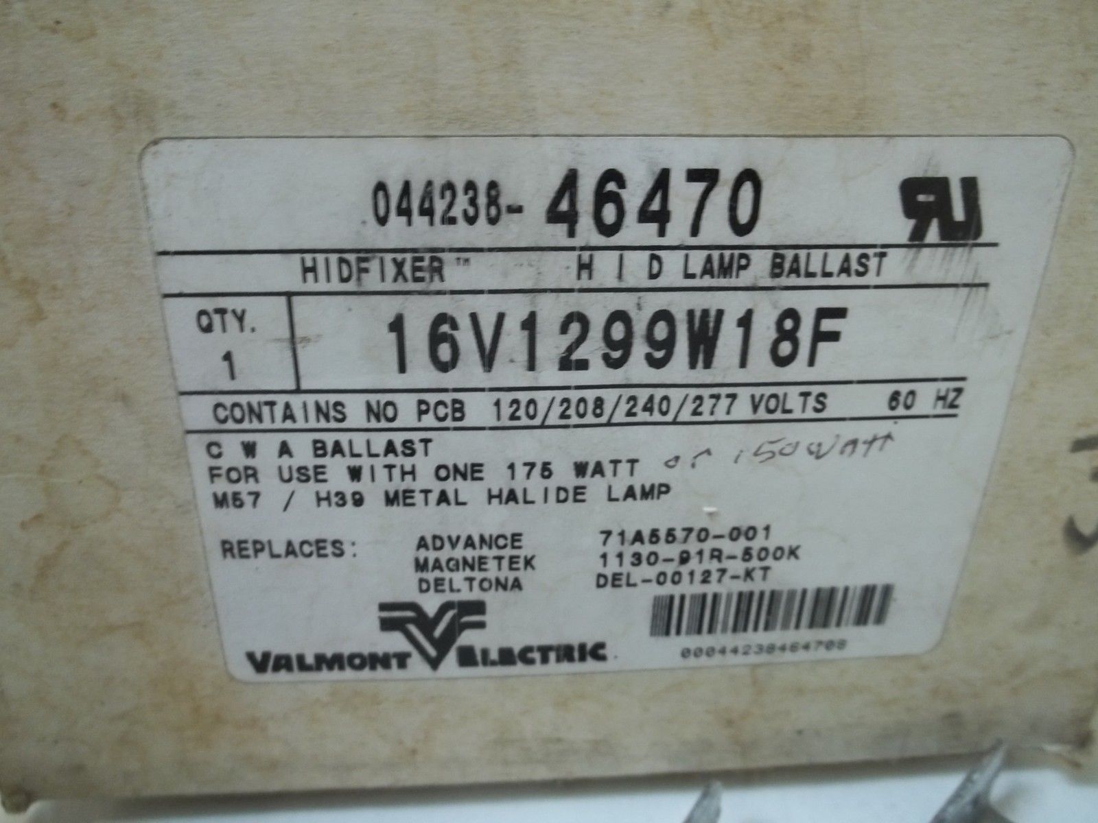 VALMONT ELECTRIC 16V1299W18F NSMP