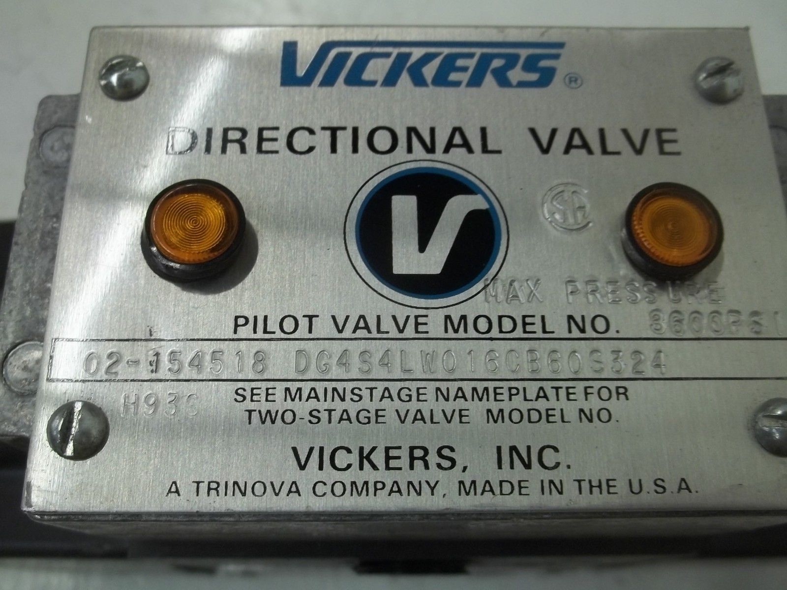 VICKERS DG4S4LW016CB60S324 DIRECTIONAL VALVE UNMP