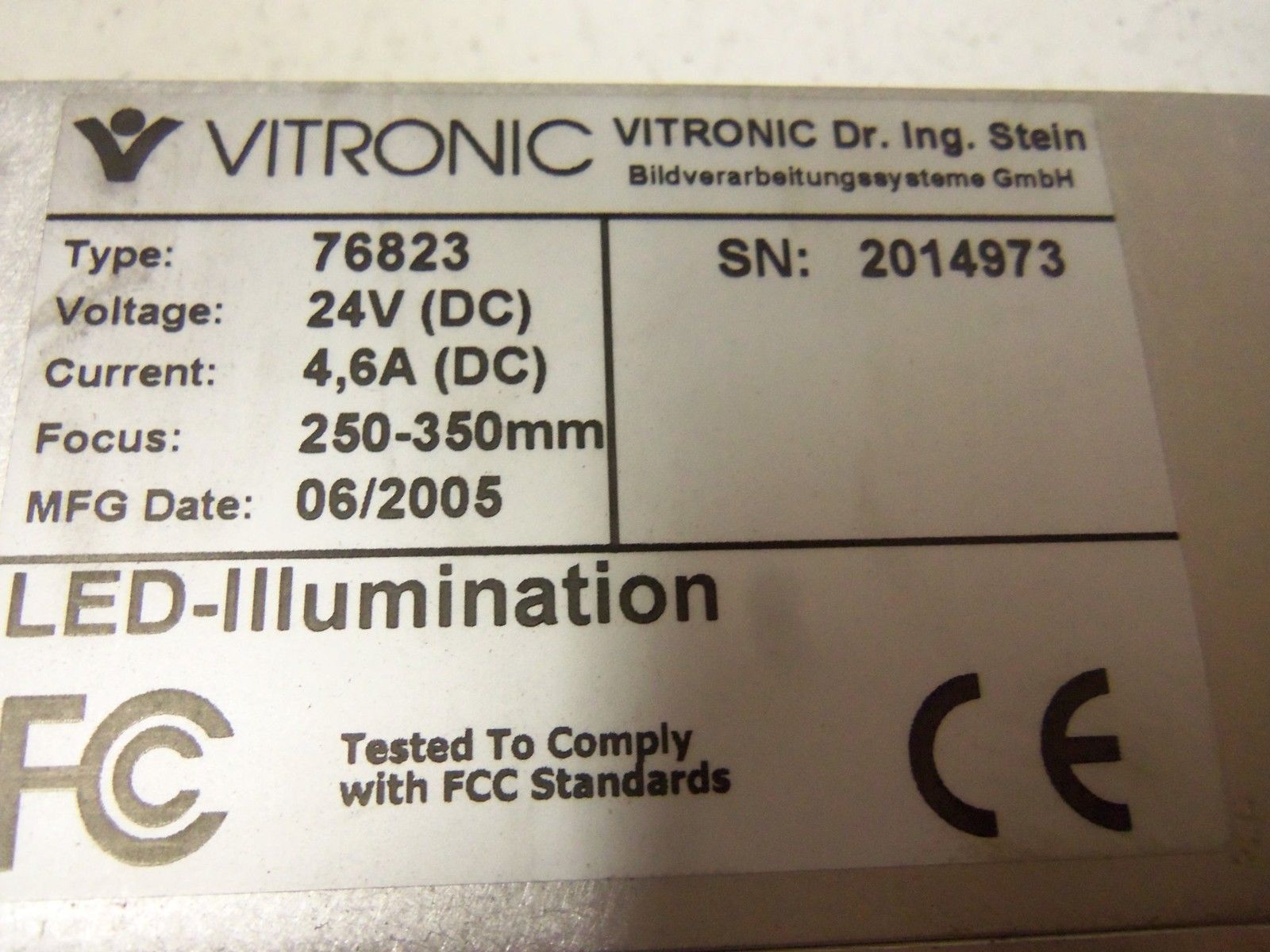 VITRONIC 76823 LED ILLUMINATION UNMP