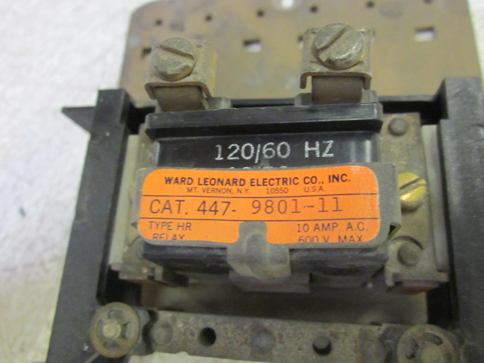 WARD LEONARD ELECTRIC CO. 447-9801-11 110/120V (MISSING UNIT POLES)  UNMP