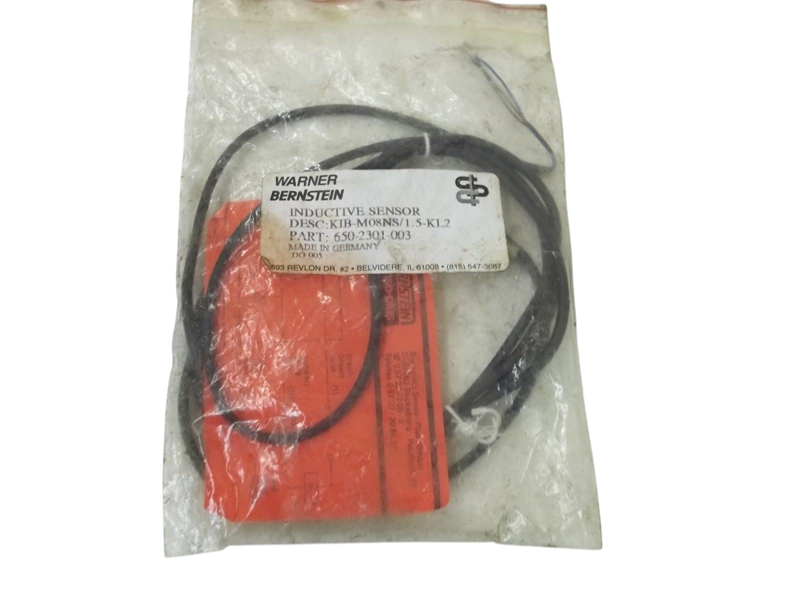 WARNER BERNSTEIN 650-2301-003 INDUCTIVE PROXIMITY SENSOR NSMP