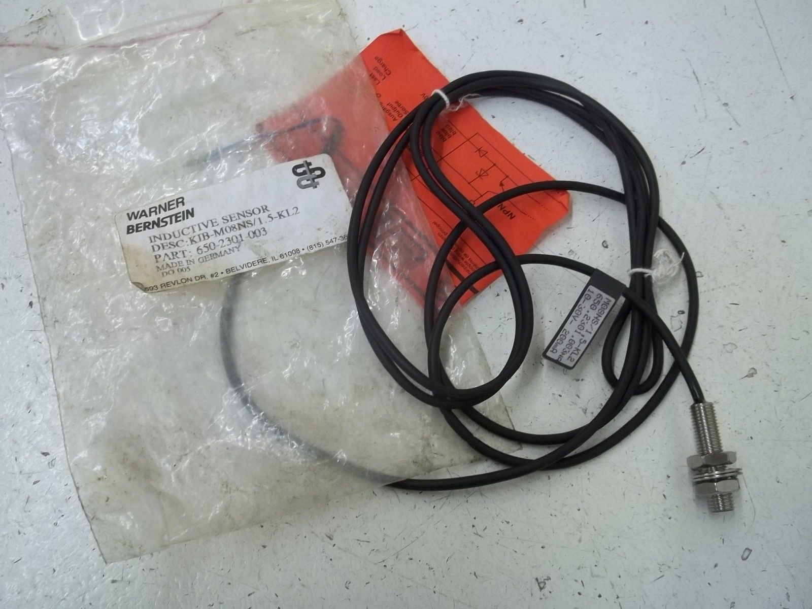 WARNER BERNSTEIN 650-2301-003 INDUCTIVE PROXIMITY SENSOR NSMP