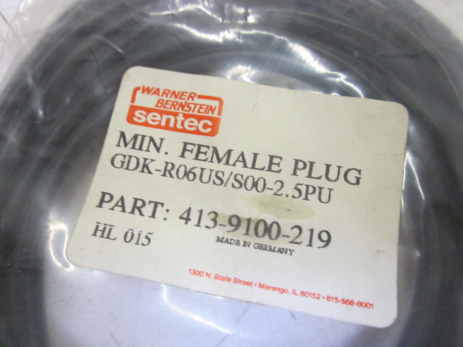 WARNER BERNSTEIN GDK-R06US/S00-2.5PU FEMALE PLUG 413-9100-219 NSMP
