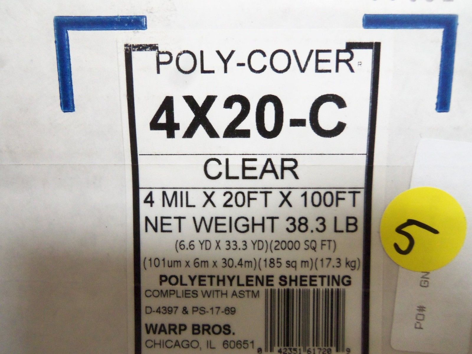 WARPS POLY COVER 4X20-C NSMP