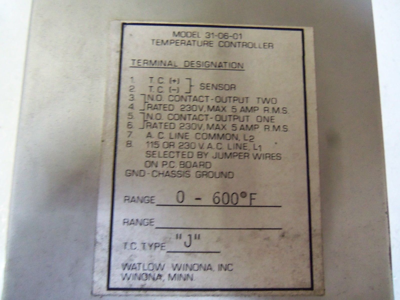 WATLOW 31-06-01 UNMP