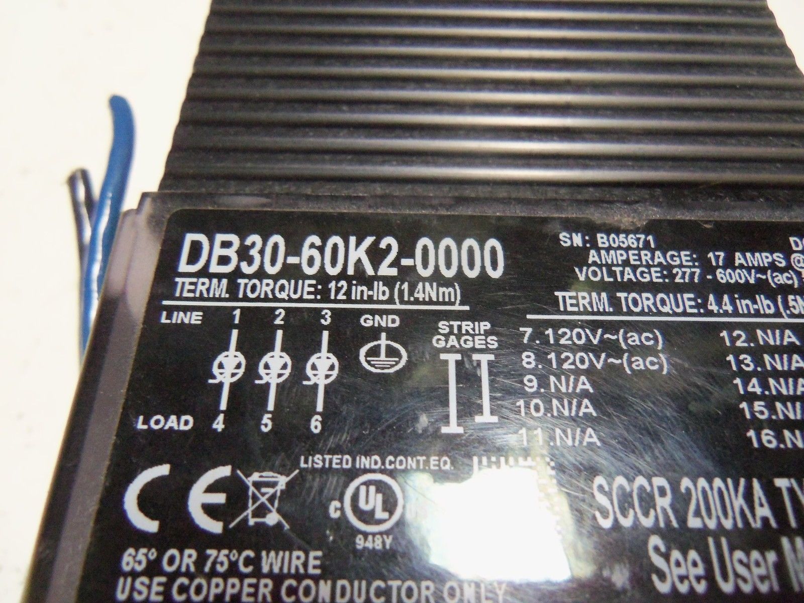 WATLOW DB30-60K2-0000 SOLID STATE POWER CONTROLLER UNMP