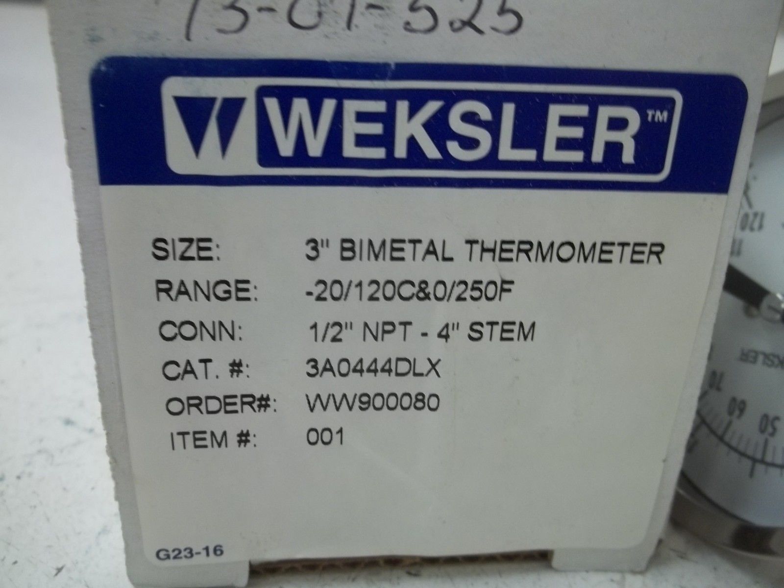 WEKSLER 3A0444DLX 3" BIMETAL THERMOMETER -20/120C&0/250F  NSMP