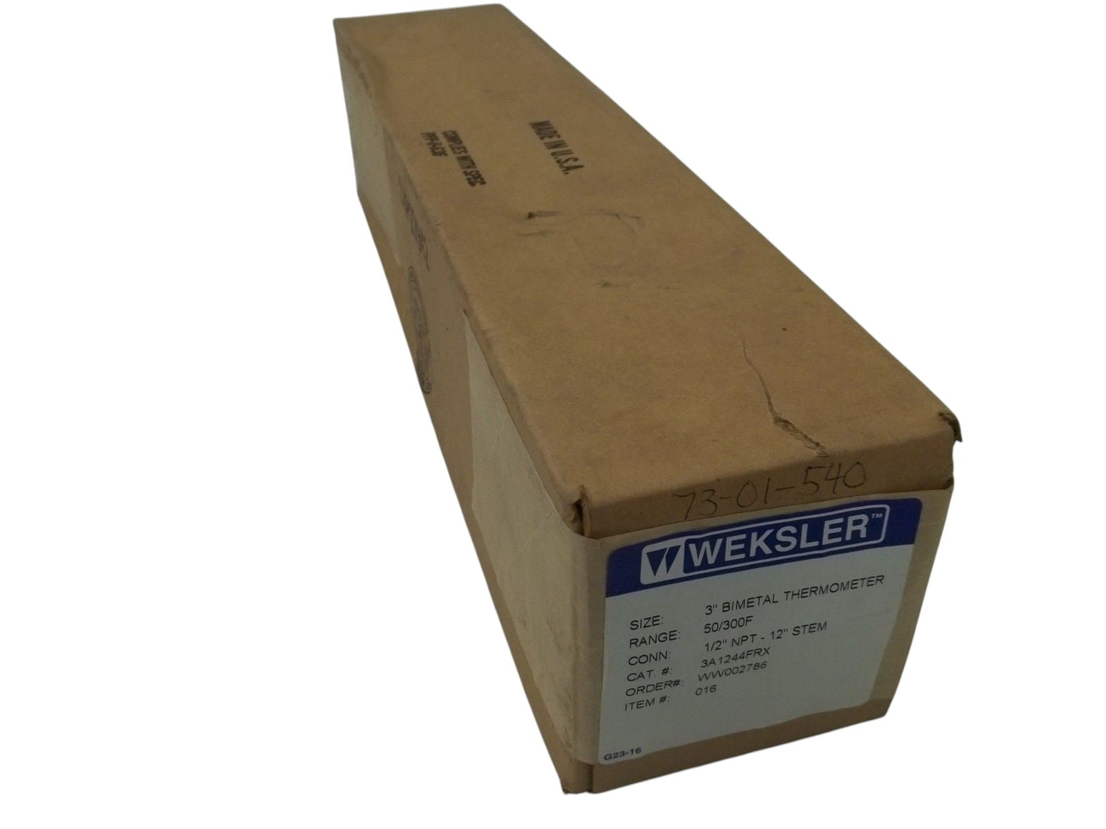 WEKSLER 3A1244FRX 3" BIMETAL THERMOMETER RANGE:50/300F NSMP
