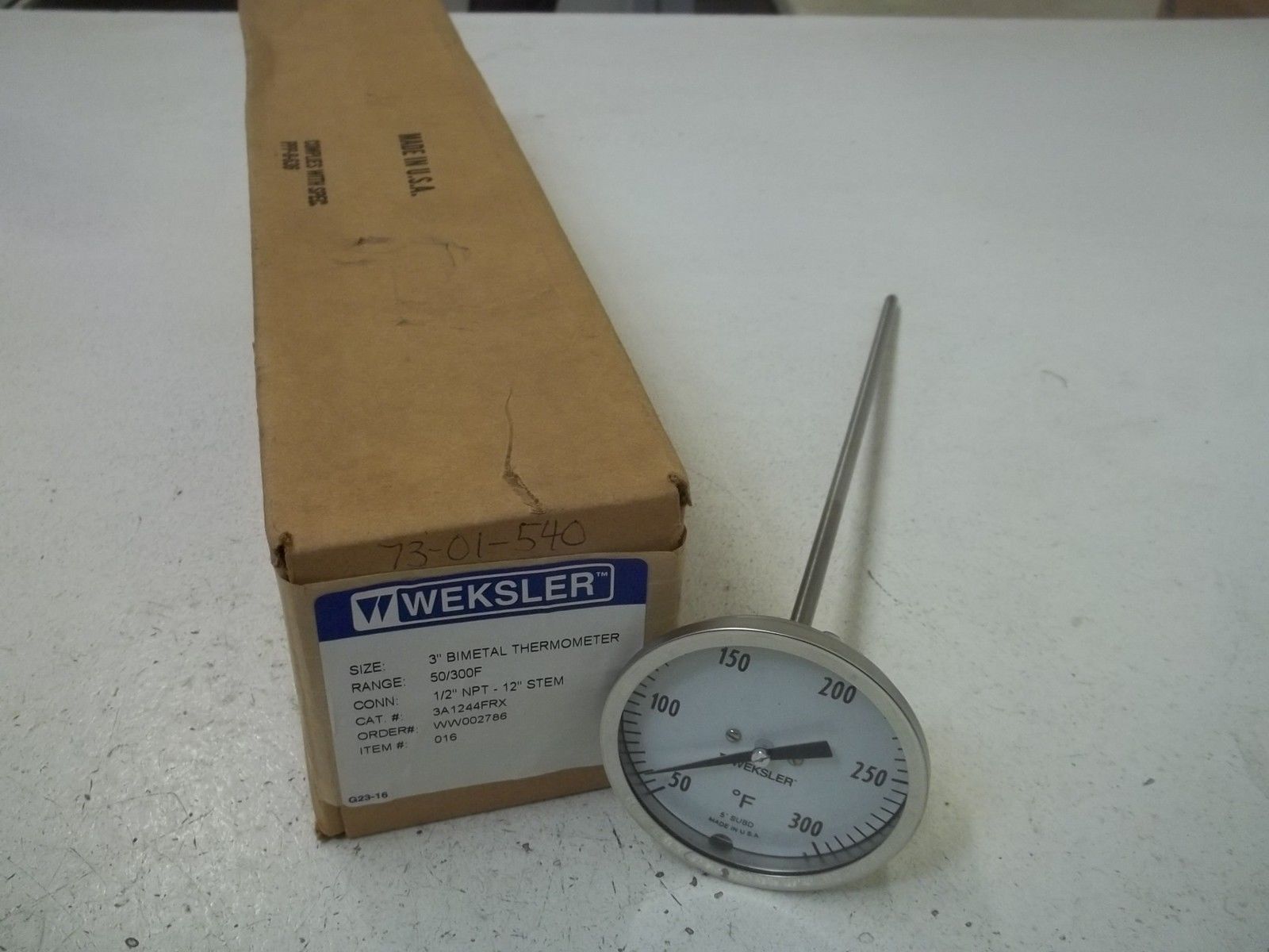 WEKSLER 3A1244FRX 3" BIMETAL THERMOMETER RANGE:50/300F NSMP
