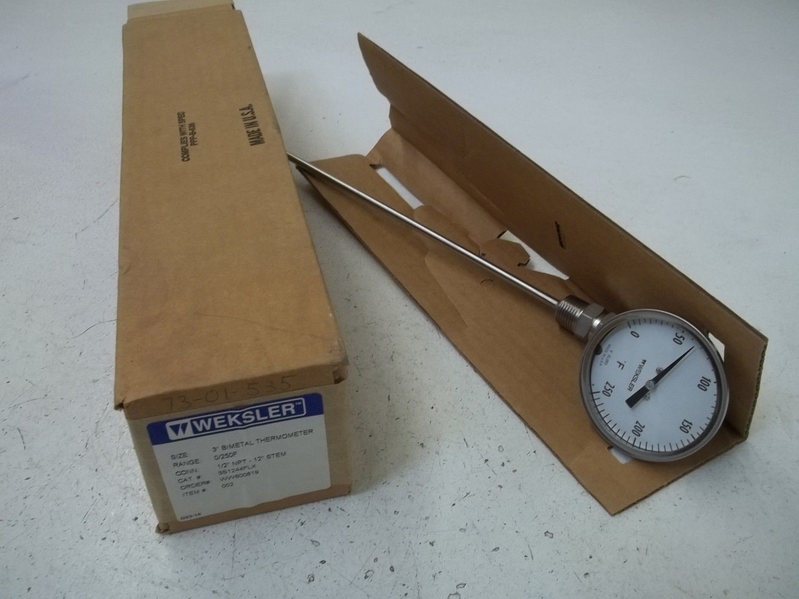 WEKSLER 3S1244FLX 3" BIMETAL THERMOMETER RANGE:0/250F NSMP