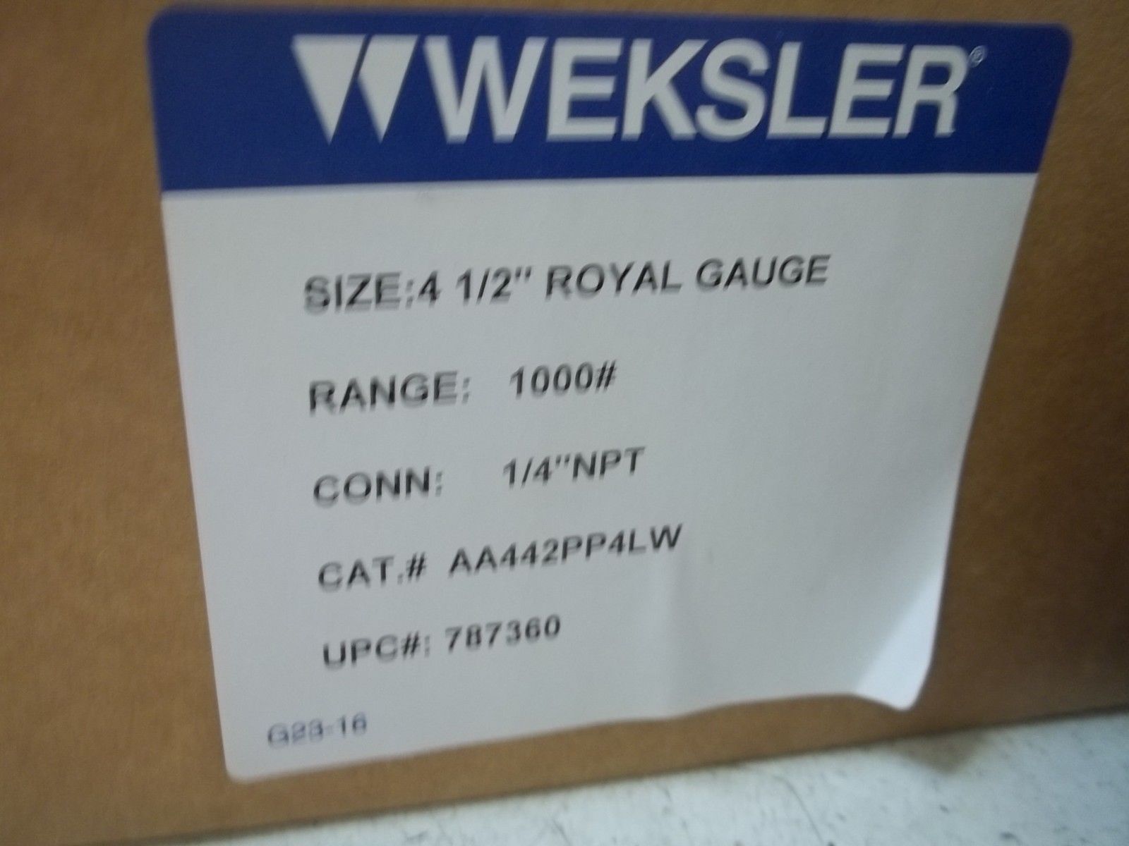 WEKSLER AA442CA4LWX 4-1/2" ROYA; GAUGE RANGE:30/0/15PSI NSMP