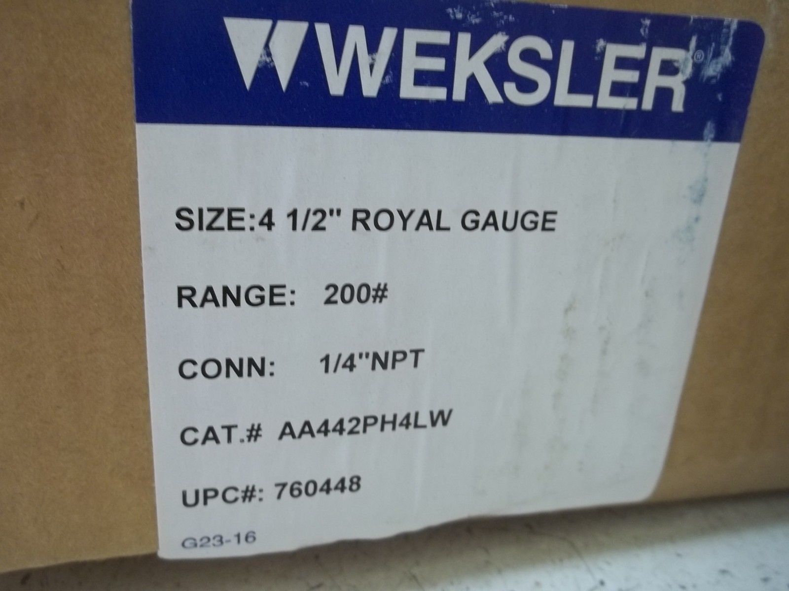 WEKSLER AA442PH4LW 4-1/2" ROYAL GAUGE RANGE:200# NSMP