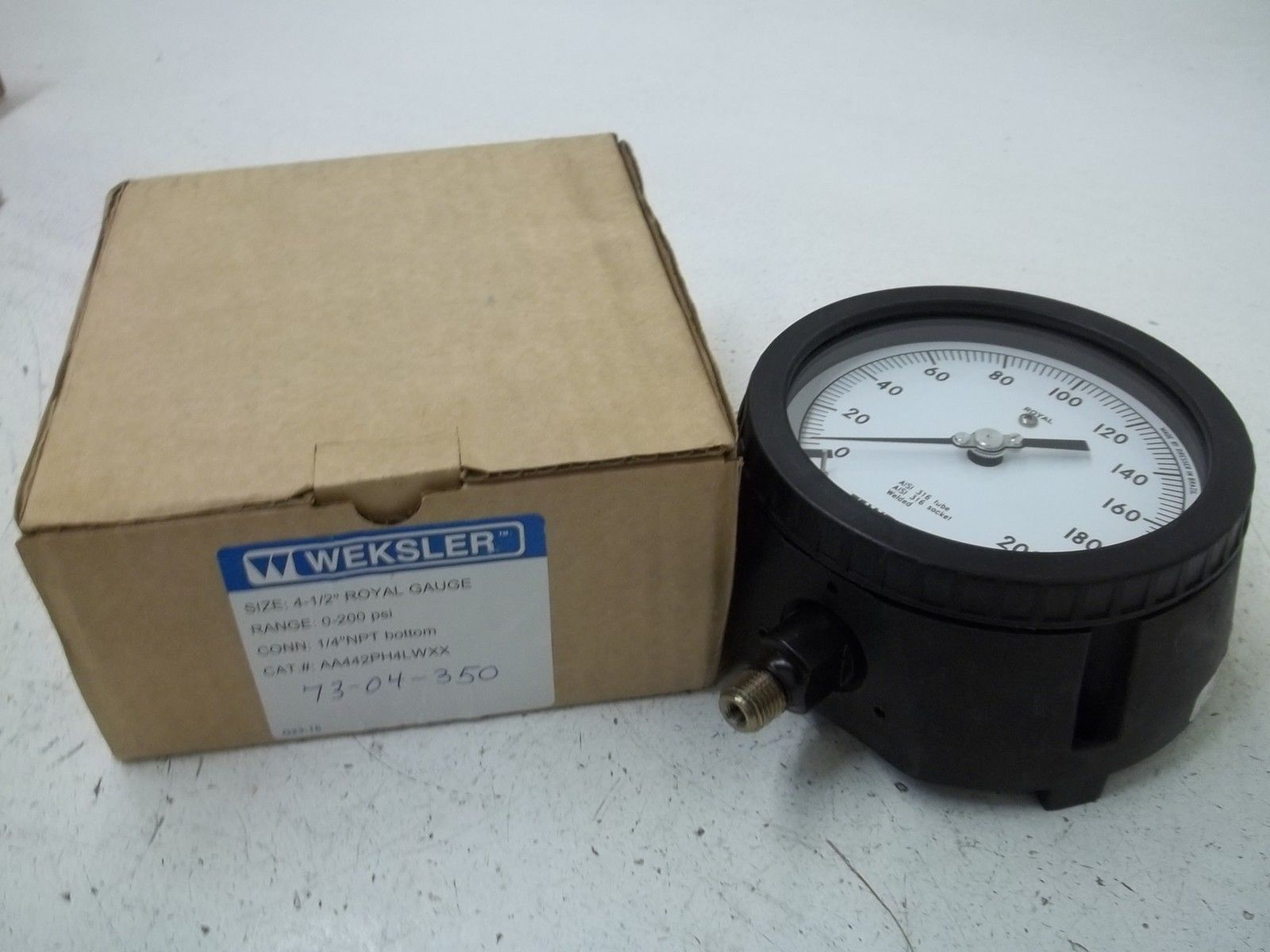 WEKSLER AA442PH4LWXX 4-1/2" ROYAL GAUGE 0-200PSI NSMP