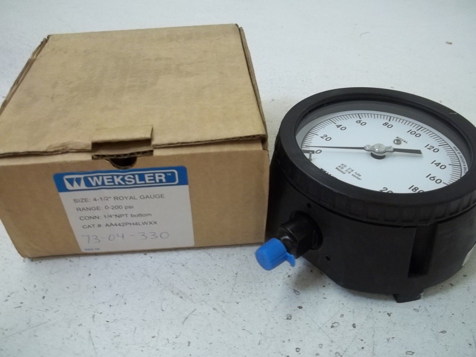 WEKSLER AA442PH4LWXX 4-1/2" ROYAL GAUGE RANGE:0-200PSI NSMP