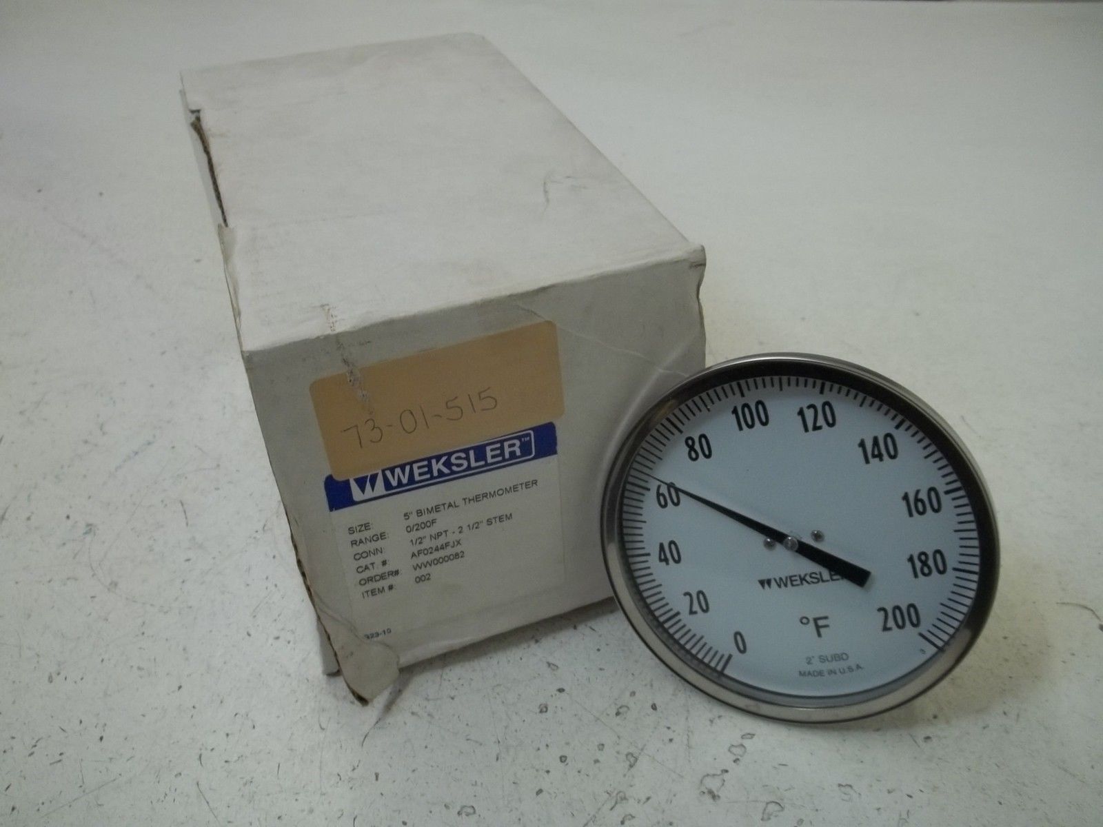 WEKSLER AF0244FJX 5" BIMETAL THERMOMETER RANGE:0/200F NSMP