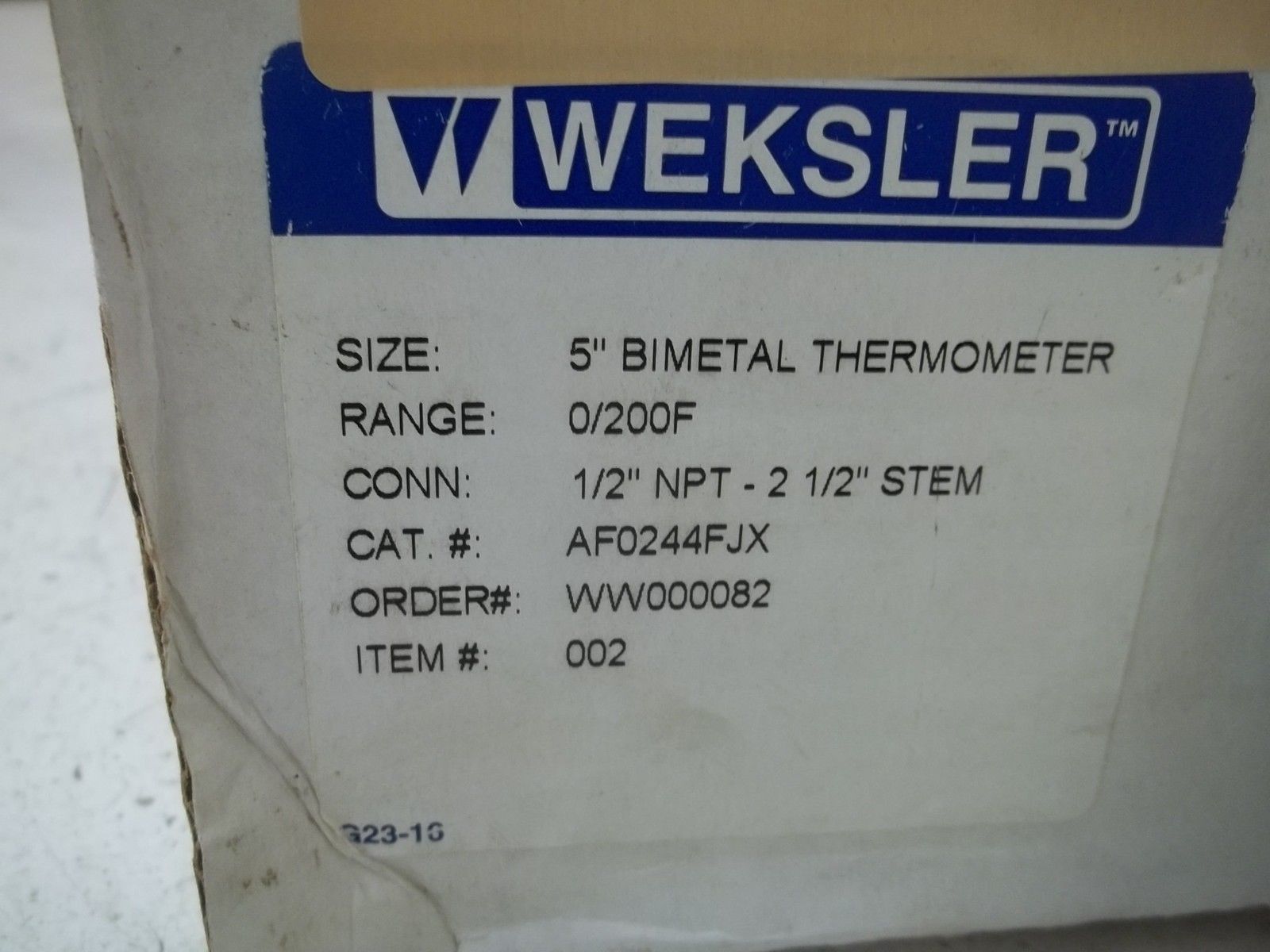 WEKSLER AF0244FJX 5" BIMETAL THERMOMETER RANGE:0/200F NSMP