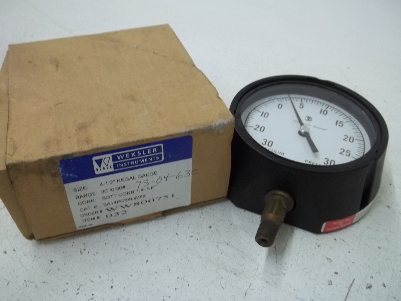 WEKSLER BA14PCB4LWXX 4-1/2" REGAL GAUGE RANGE:30"/0/30# UNMP