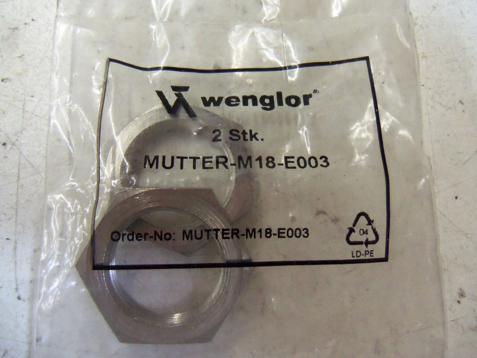 WENGLOR MUTTER-M18-E003 HEX NUT (PKG OF 2) NSMP