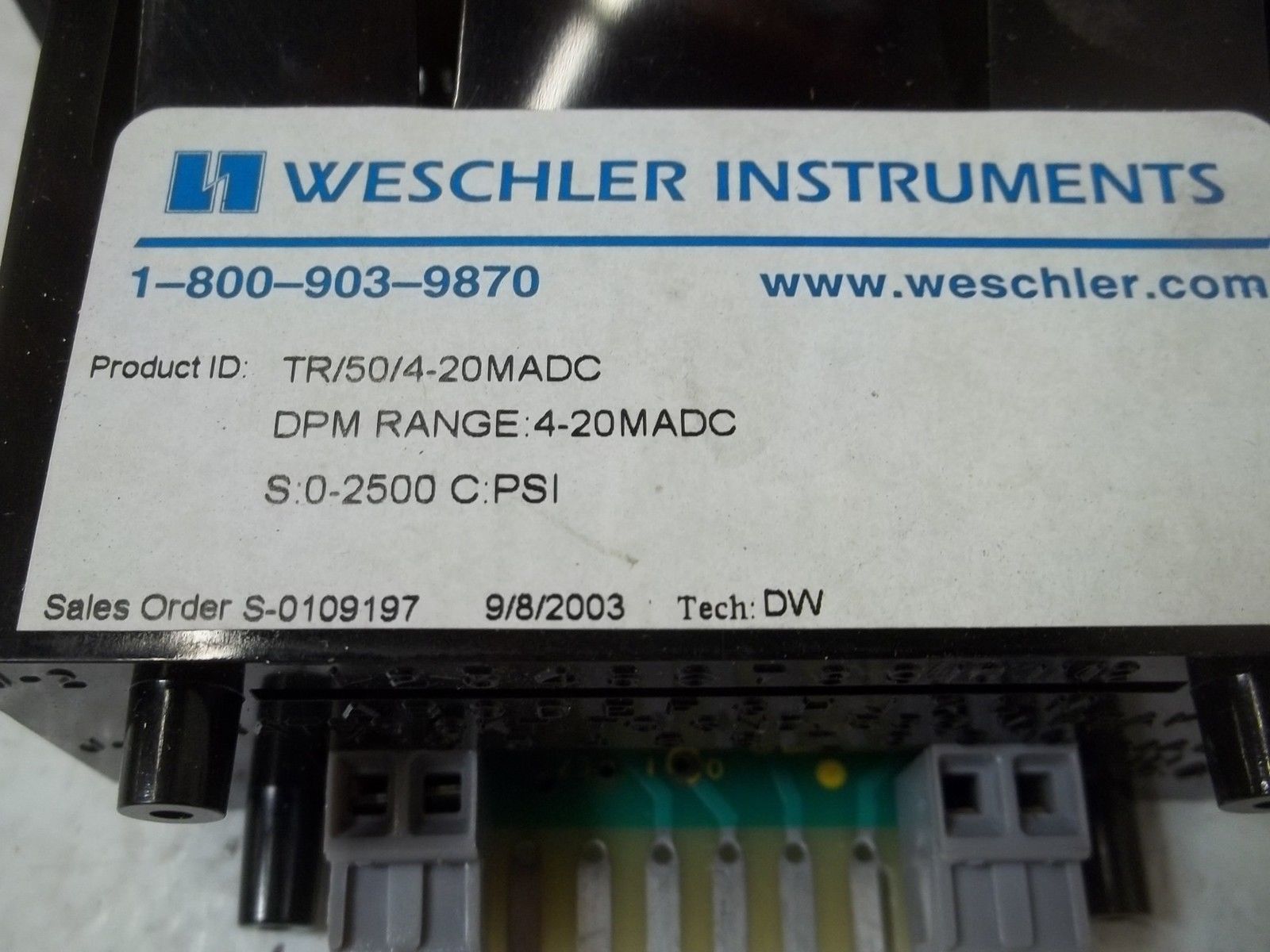 WESCHLER  INSTRUMENTS TR/50/4-20MADC 0-2500PSI UNMP
