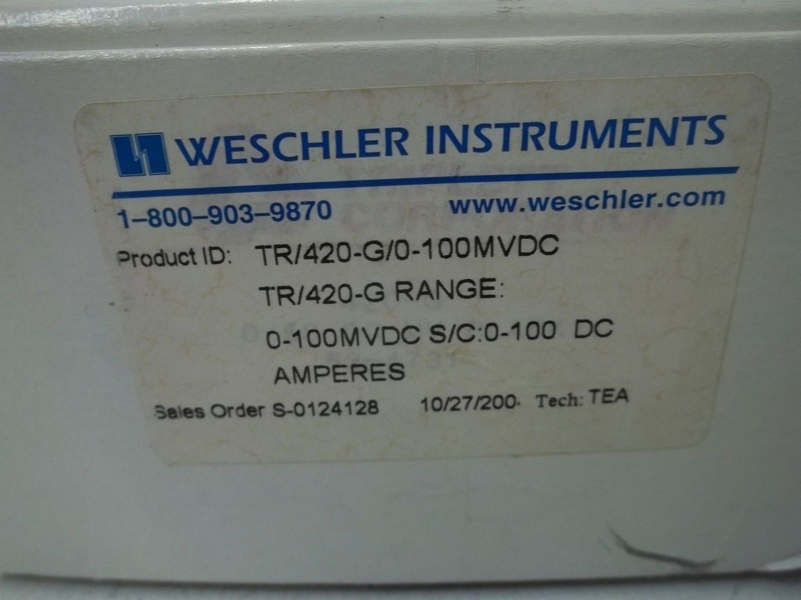 WESCHLER INSTRUMENT TR/420-G/0-100MVDC 0-100 PANEL METER NSMP