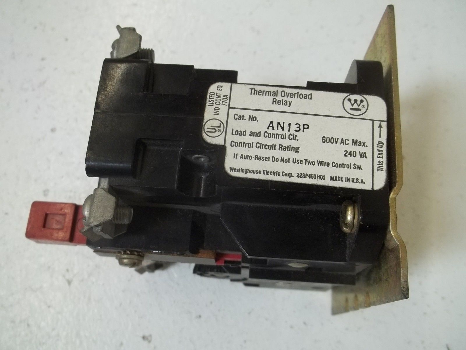 WESTINGHOUSE AN13P OVERLOAD RELAY *USED*