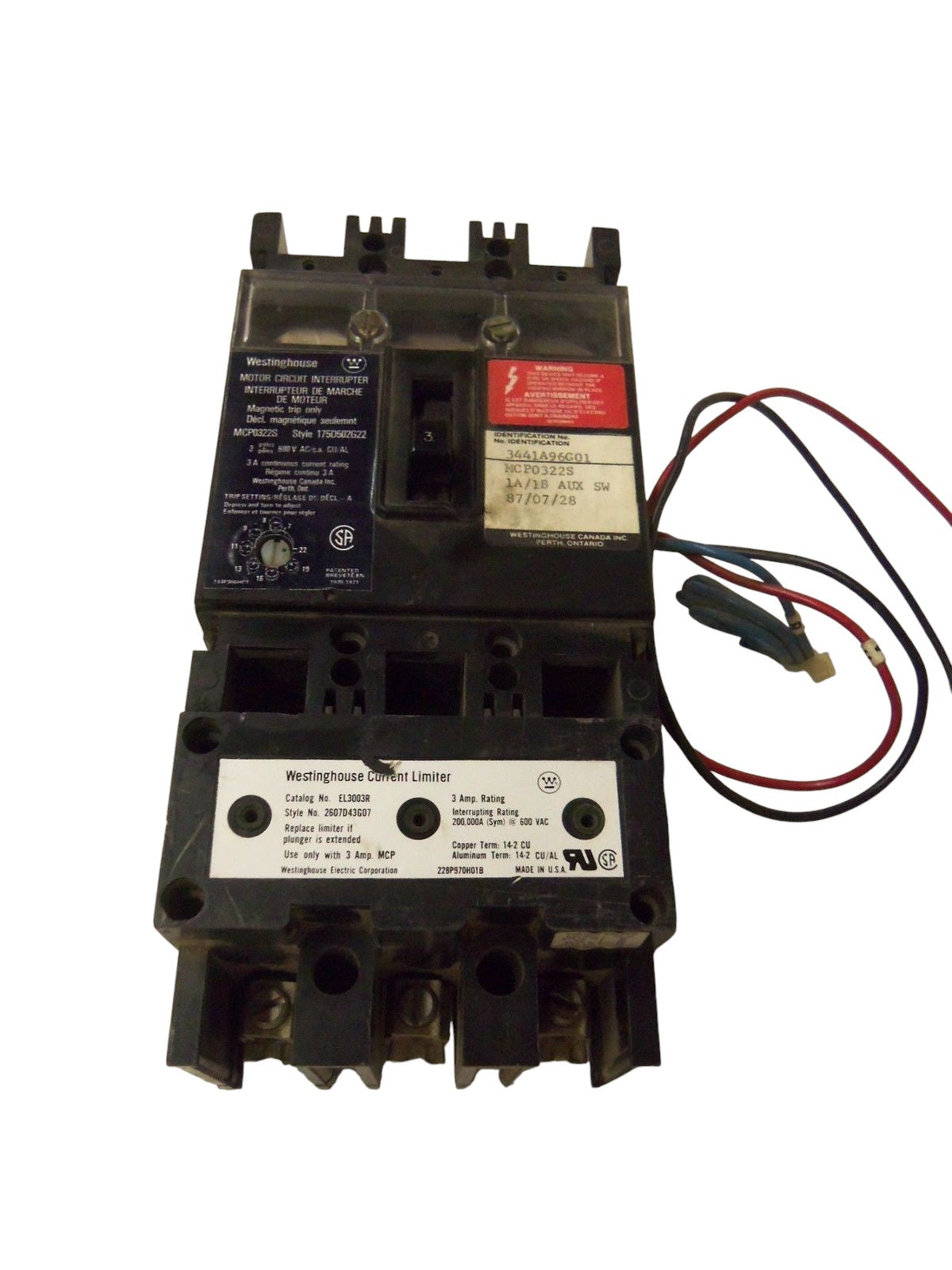 WESTINGHOUSE CIRCUIT BREAKER MCP0322S UNMP