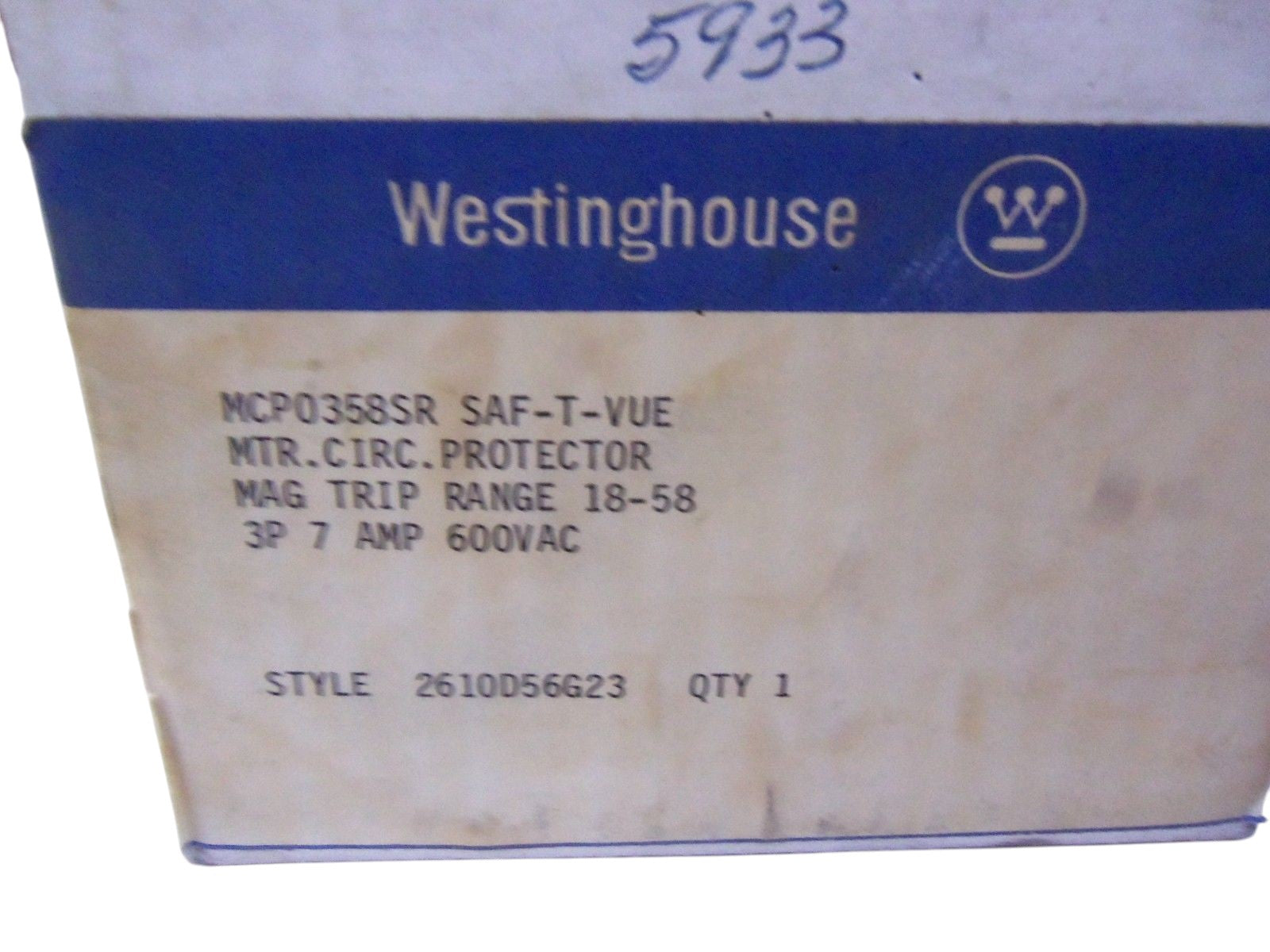 WESTINGHOUSE CIRCUIT BREAKER MCP0358SR  (RUSTY) AS IS