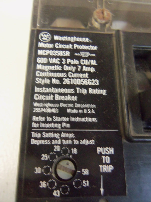 WESTINGHOUSE CIRCUIT BREAKER MCP0358SR  (RUSTY) AS IS