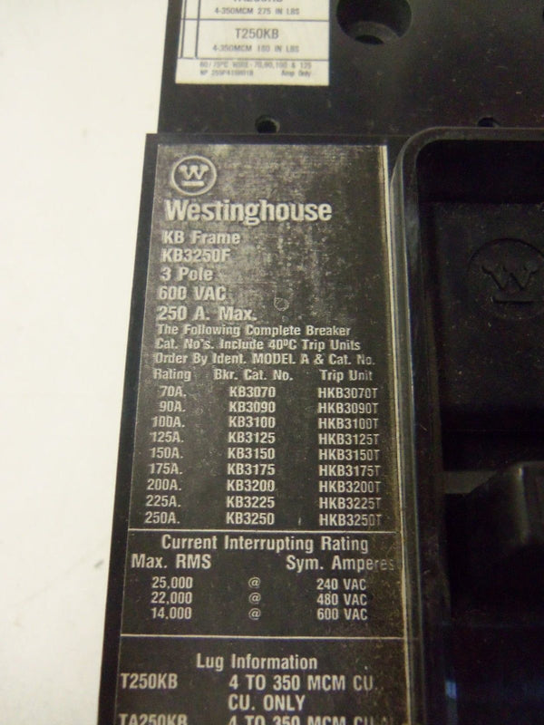 WESTINGHOUSE KB3100 CIRCUIT BREAKER 100A NSMP