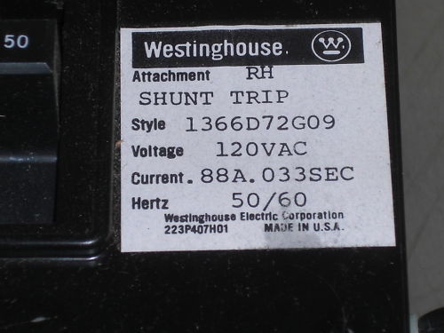 WESTINGHOUSE  FB3050 W/ 1366D72G09 SHUNT TRIP NSNP