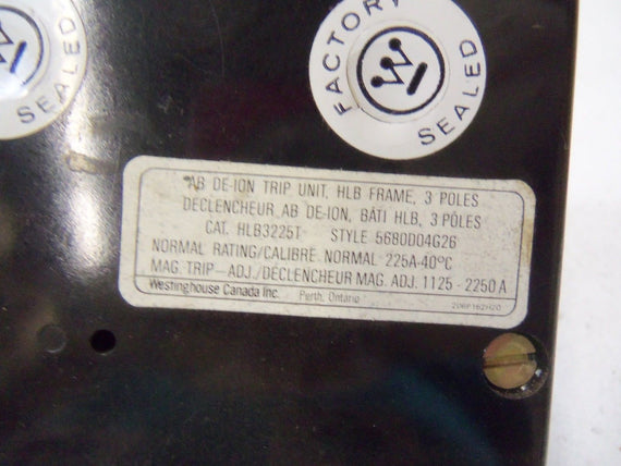 WESTINGHOUSE HLB3225T THERMAL MAGNETIC TRIP UNIT *USED*