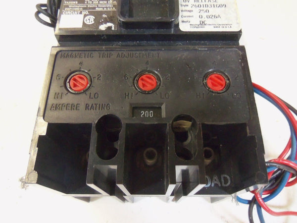 WESTINGHOUSE KB3200 CIRCUIT BREAKER 200A w/ AUX & UV-RELEASE (UNMP) UNMP