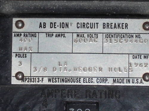 WESTINGHOUSE LA3300 CIRCUIT BREAKER 300A UNMP