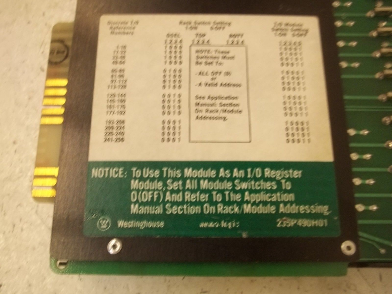 WESTINGHOUSE NL-708 INPUT 24VAC/DC UNMP