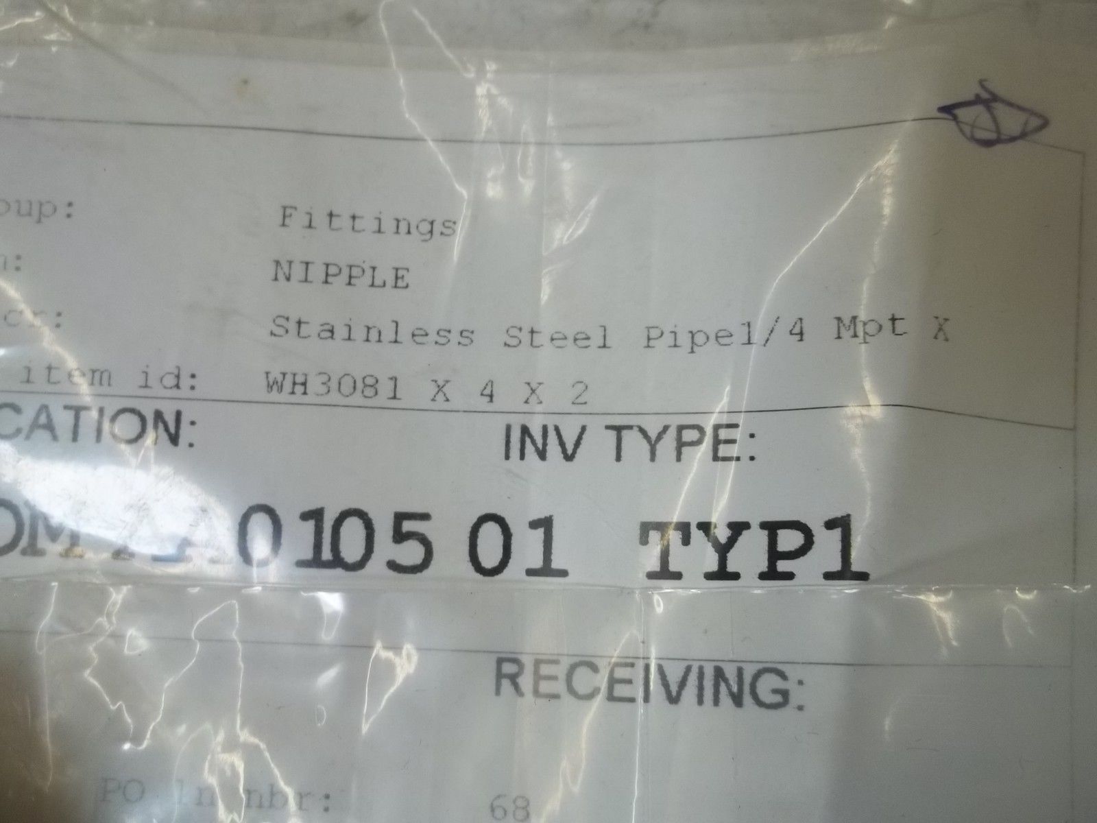 WH3081 X 4 X 2 STAINLESS STEEL PIPE 1/4" MPT XNSNP